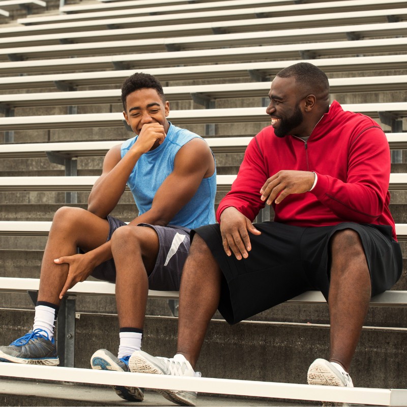 Parent and teen talking about faith